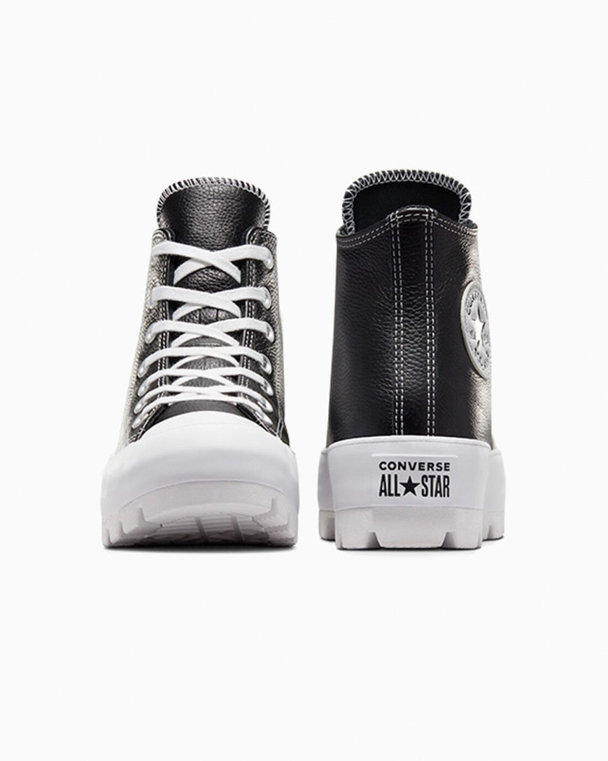 Zapatillas Altas Converse Chuck Taylor All Star Lugged Cuero Mujer Negras Blancas | PE LW40E8